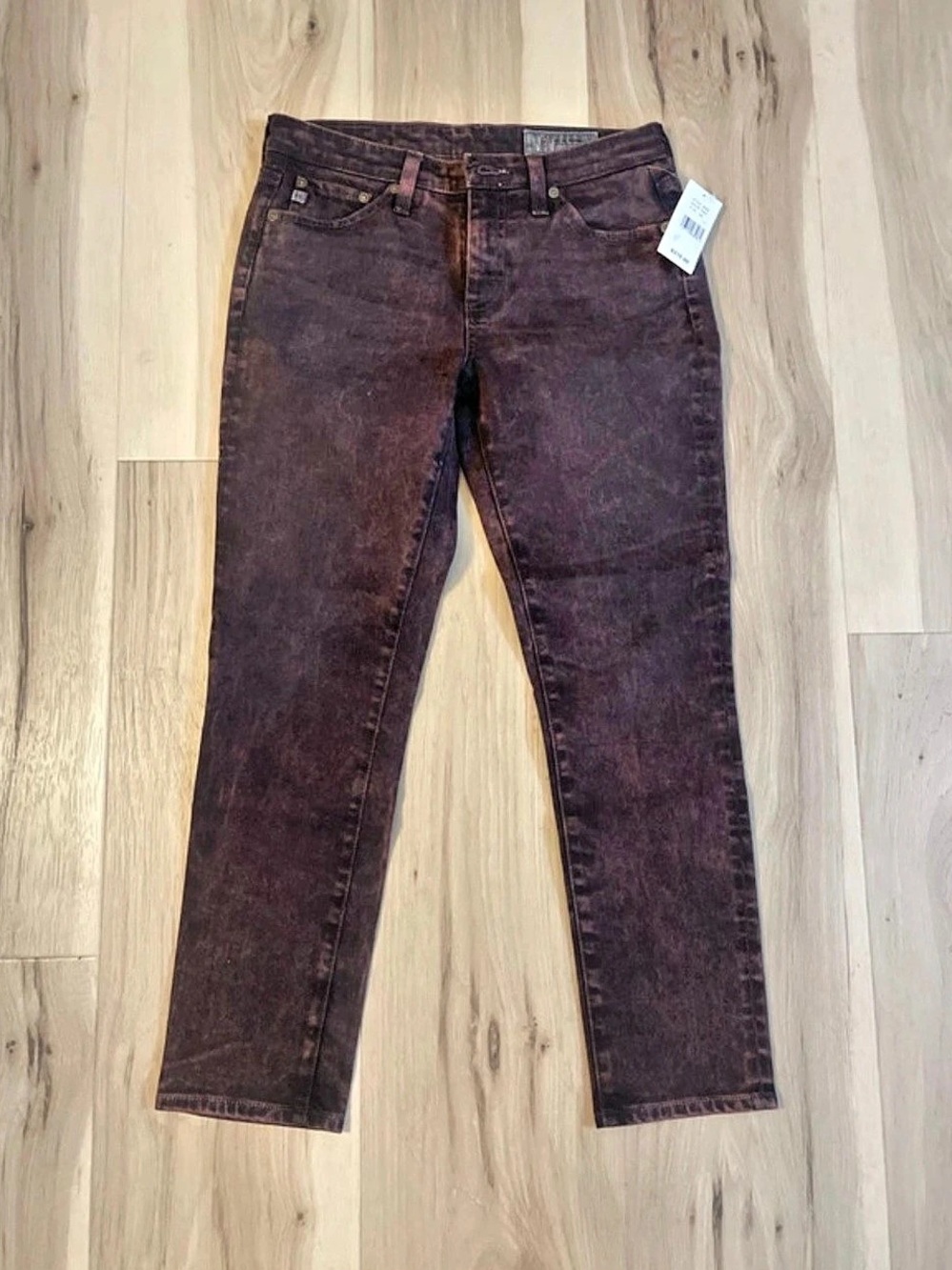 AG Adriano Goldschmied Prima Cropped Ankle Purple Skinny Jeans Waist 26x25 NWT